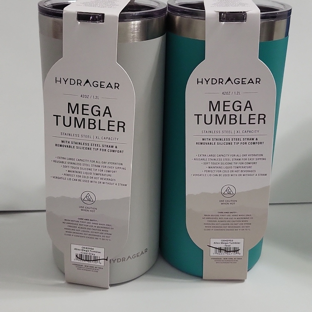 Mega Tumbler Set 42 OZ - Grey and Teal - Picture 3 of 4